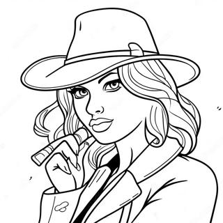 Cool Gangster Girl With A Hat Coloring Page 50345-41977