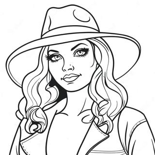 Cool Gangster Girl With A Hat Coloring Page 50345-41978