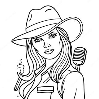 Cool Gangster Girl With A Hat Coloring Page 50345-41979