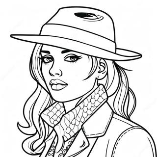 Cool Gangster Girl With A Hat Coloring Page 50345-41980