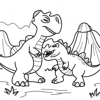 T Rex Vs Triceratops Battle Coloring Page 50365-41996