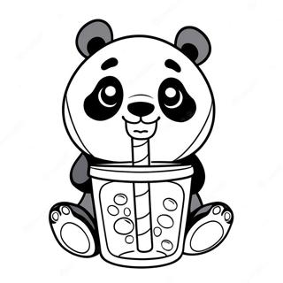 Panda Drinking Boba Coloring Pages