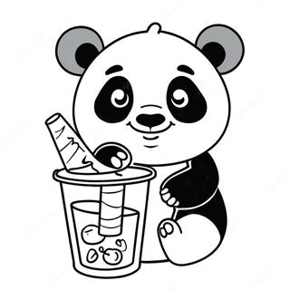 Cute Panda Enjoying Boba Coloring Page 50385-42006