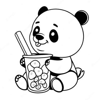 Cute Panda Enjoying Boba Coloring Page 50385-42007