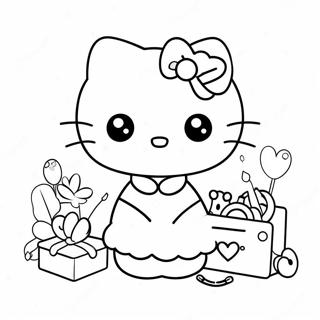 Cute Hello Kitty With Retro Accessories Coloring Page 50465-42063