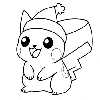 Pikachu In Santa Hat Coloring Page 5053-4054