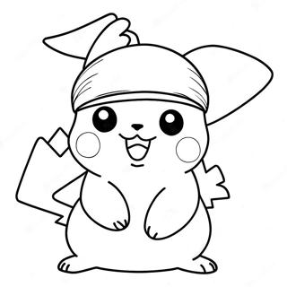 Pikachu In Santa Hat Coloring Page 5053-4056