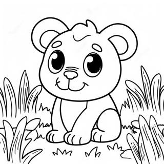 Cute Leon Playing In The Grass Coloring Page 50555-42141