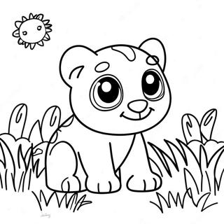 Cute Leon Playing In The Grass Coloring Page 50555-42142