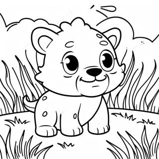 Cute Leon Playing In The Grass Coloring Page 50555-42144