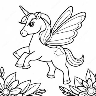 Magical Unicorn Butterfly Flying Coloring Page 50565-42153