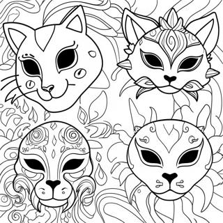 Colorful Animal Masks Coloring Page 50625-42193