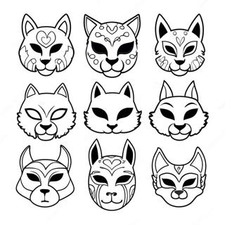 Colorful Animal Masks Coloring Page 50625-42194