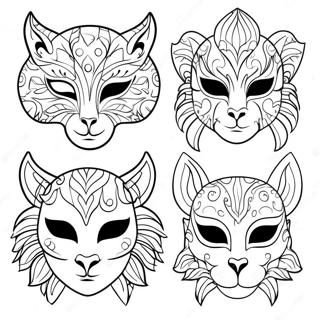 Colorful Animal Masks Coloring Page 50625-42195