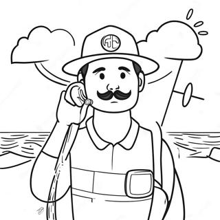 Beach Lifeguard With Whistle Coloring Page 50645-42209