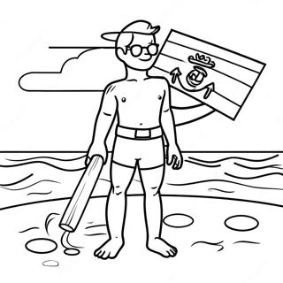 Beach Lifeguard With Whistle Coloring Page 50645-42210