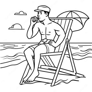 Beach Lifeguard With Whistle Coloring Page 50645-42212