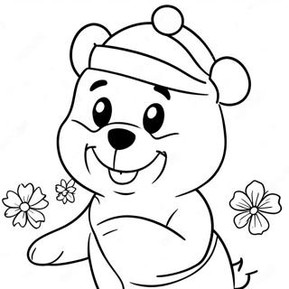 Festive Winnie The Pooh With Santa Hat Coloring Page 50655-42217