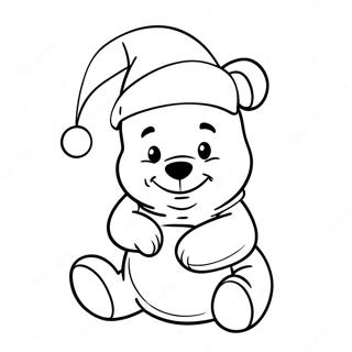 Festive Winnie The Pooh With Santa Hat Coloring Page 50655-42218