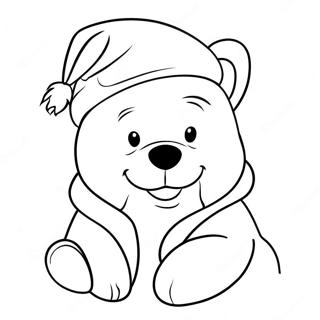 Festive Winnie The Pooh With Santa Hat Coloring Page 50655-42219