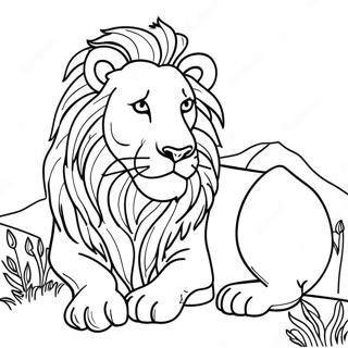 Majestic Lion In The Wild Coloring Page 5073-4069