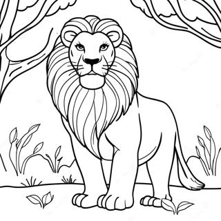 Majestic Lion In The Wild Coloring Page 5073-4070