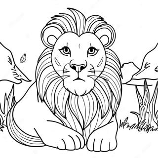 Majestic Lion In The Wild Coloring Page 5073-4072