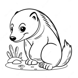 Cute Honey Badger Playing Coloring Page 50755-42298