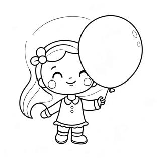 Cute Little Girl With A Balloon Coloring Page 50785-42315