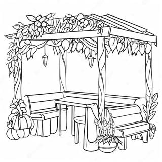 Colorful Sukkah With Decorations Coloring Page 50875-42389