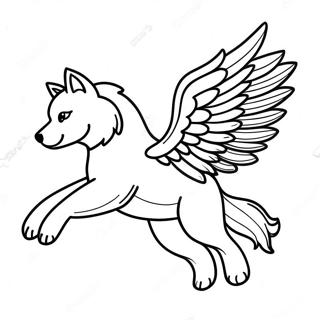 Majestic Winged Wolf In Flight Coloring Page 50905-42413