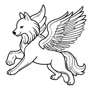 Majestic Winged Wolf In Flight Coloring Page 50905-42416