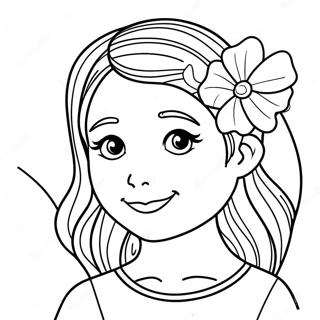 Cute Ashley With A Flower Coloring Page 50925-42429