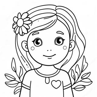 Cute Ashley With A Flower Coloring Page 50925-42431