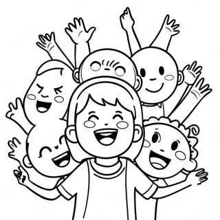 Joyful Kids Singing Coloring Page 5093-4085