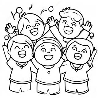 Joyful Kids Singing Coloring Page 5093-4086