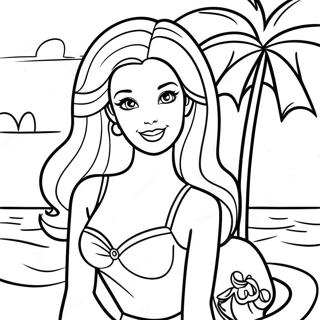 Barbie At The Beach Coloring Pages