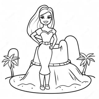 Barbie Building Sandcastle Coloring Page 50945-42445