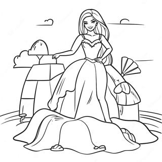 Barbie Building Sandcastle Coloring Page 50945-42446