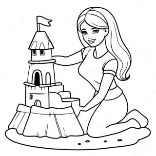 Barbie Building Sandcastle Coloring Page 50945-42447