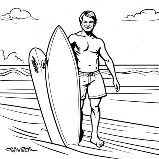 Stephen Sharer With A Surfboard Coloring Page 50975-42467