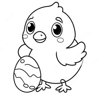 Cute Easter Chick With Egg Coloring Page 51105-42579