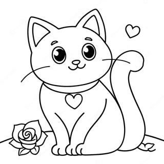 Valentines Cat Coloring Page 51174-42622