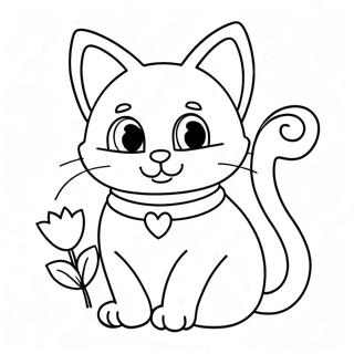 Valentines Cat Coloring Page 51174-42624