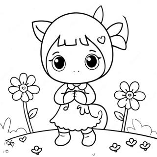 Cute Kiki With Flowers Coloring Page 51195-42646