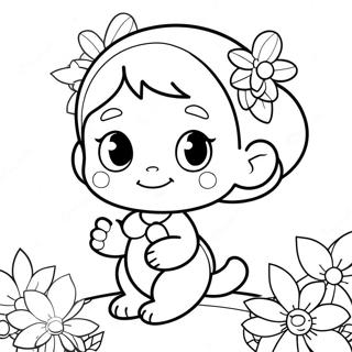 Cute Kiki With Flowers Coloring Page 51195-42647