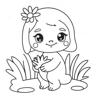 Cute Kiki With Flowers Coloring Page 51195-42648