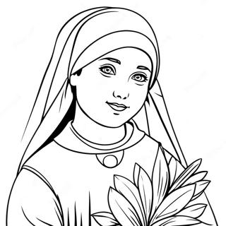 Beautiful St Bernadette With Flowers Coloring Page 51275-42709