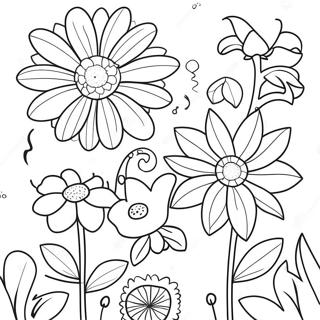 Colorful Garden Flowers Coloring Page 51285-42723