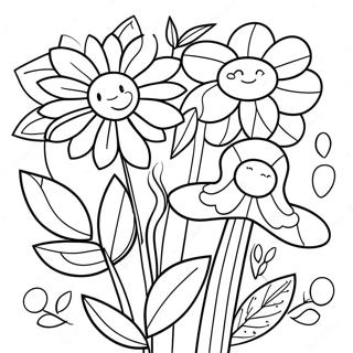 Colorful Garden Flowers Coloring Page 51285-42724